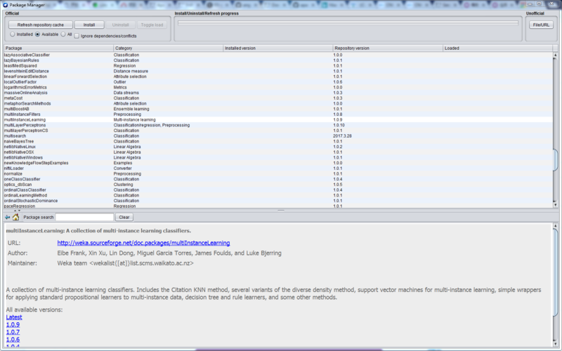 文件:Weka-package-manager.png