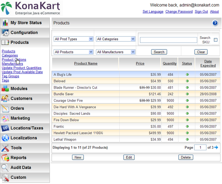 文件:Konakart-admin-products.png